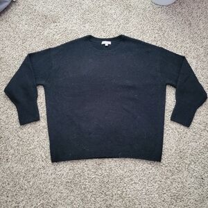 J. Crew Oversized Crewneck Sweater Merino Wool Alpaca Black Crew Neck Size Small